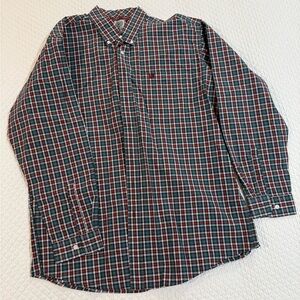 Cinch Men's Dark Green and Red Plaid Button-Down Shirt